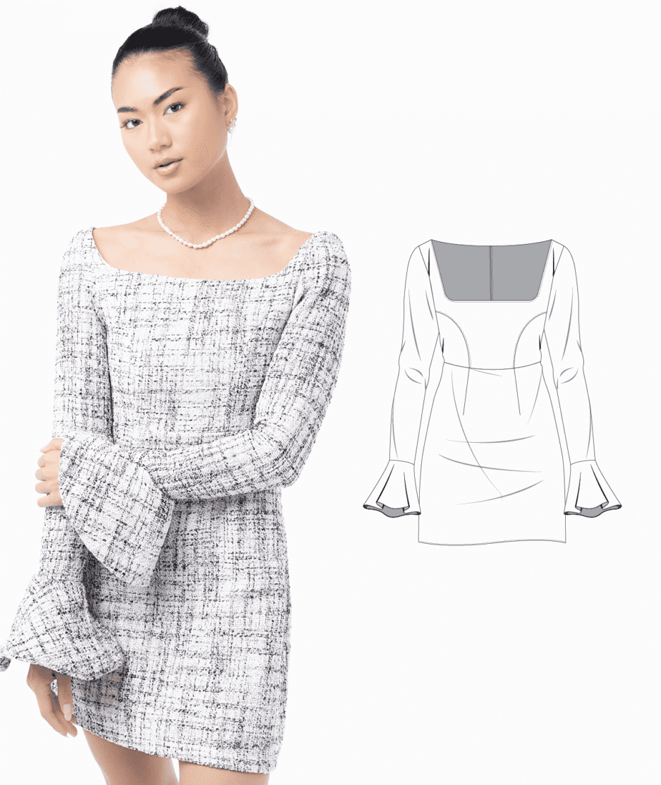Bell Sleeve Mini Dress Pattern - Image 3