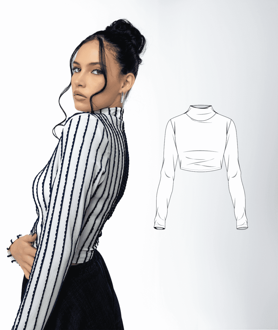 Cropped Polo Top Pattern - Image 3